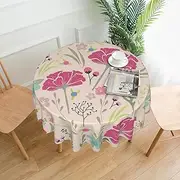 Flower Tablecloth for Round Table Cloth 60 Inch Waterproof Party Table Covers for Picnic Kitchen Outdoor