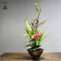 在飛比找蝦皮購物優惠-😍插花 花器😍中華花藝碗器小仿柴燒陶瓷花盆文人中式插花器皿藝