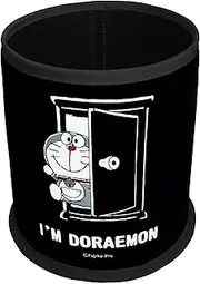 Doraemon DORAEMON Car Trash Can Storage Small Items, Stylish, Fabric, Black, Simple, Round, Slim, Won't Fall Over, Cute