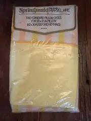Vintage Retro Striped Springmaid Marvelaire Peach Yellow White Pillowcases NIP