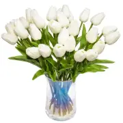 30pcs Artificial Tulips Flowers Real Touch Tulips Fake Holland PU Tulip Bouqu...