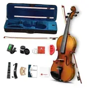 Full Size Acoustic Violin Fiddle Kit, Professional Solid Wood Violin, 1/2