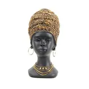African Statue and Sculpture for Home Decor, Women Figurine in Antique Golden