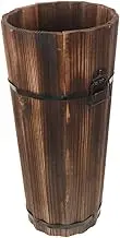Cabilock Nordic Design Wooden Umbrella Stand Black Umbrella Holder for Entryway Storage Bucket