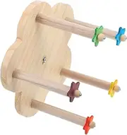 HOLIDYOYO Wooden Bird Perch Stand with Rotatable Ferris Wheel Design Parrot Cage Perch for Birds for Playtime and Training Activities