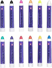 Sakura Solid Paint Markers - 12 Permanent Marker Pens - 2 Black, 7 Assorted Colors & 3 Fluorescent Paint Markers - Window, Wood & Glass Marker - Assorted Colors - 12 Pack