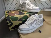 US10 or US11 - A Bathing Ape Sk8 Sta #4 White Silver