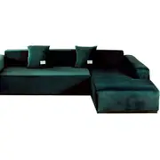 Velvet Sofa Covers Couch Cover Super Stretch Slipcover Protector - Dark Green