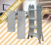 Aluminium Folding Step Ladder 3.7M Fully with platform Extended 150kg Wide Feet