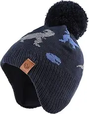 [JANGANNSA] Knitted Baby Hat Scarf Set Winter Warm Boys Girls Beanie Fleece Lining Toddler Kids Hat with Pompom