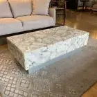 Stone Coffee table With White quartz Agate Stone Arts. Kitchen and dining table