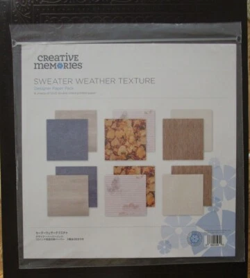 Creative Memories 12x12 SWEATER WEATHER TEXTURE Designer Paper Pack (6) NEW