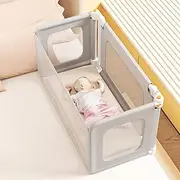 JAZSH Bed Rail for Toddlers - Baby Bassinet Bedside Sleeper, Portable and Foldable Bed Rail with Child Lock, Suitable for Twin, Full, Queen, King Size, Toddler Bed Guard Rail, Gray, 69.26" x 19.29"