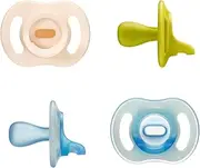 Tommee Tippee Ultra-Light StayPut Day and Night Soothers, 6-18m, 4 Pack, One-Piece Silicone Design, Soft Skin Feel