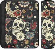Paisley Flower Skull 2 pcs car Shoulder Strap pad, Stop seat Belt Cutting into Neck, car seat Shoulder Pads for Airplane Most Cars Truck