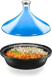 Nutrichef NCTJBUL Tagine Pot With Blue Enamel Coating