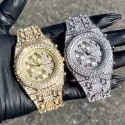 Men's Luxury Watch Fully Iced Band Arabic Dial Octagon Bezel Diamond Encrusted