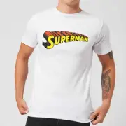 DC Superman Telescopic Crackle Logo Men's T-Shirt - White