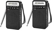 2X AM FM Pocket Radio, Transistor Radio with Loudspeaker, Headphone Jack, Portable Radio for Indoor, Outdoor Use