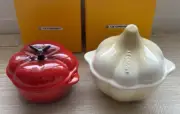 Le Creuset Garlic & Paprika Mini Cocotte Utensil Set Stoneware Rare Japan