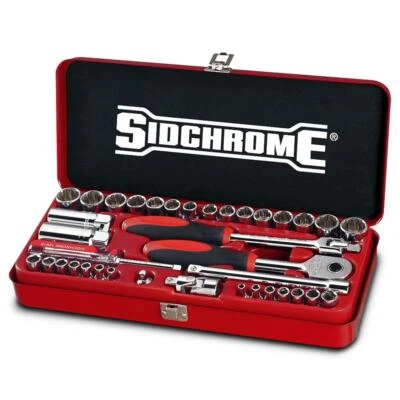 New Sidchrome 38pce Metric/AF 1/4" & 3/8" Drive Socket Set Torque Plus Anti-Slip