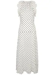 Alessandra Rich Polka-dot Silk Georgette Midi Dress - White And Black - 44 (UK12 / M) 44 (UK12 / M)