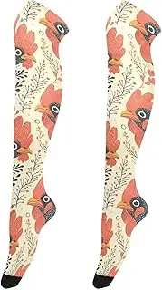 [FRODOTGV] Cartoon Rooster Heads Women High Thigh Socks Lightweight Long Stockings for Women Thighs High Socks, Cartoon Rooster Heads