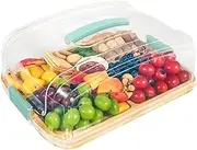Yuhtech Portable Charcuterie Board with Lid Handle for Meat Snack Travel, Bamboo Cheeseboard Gift Set for Parties Guests Picnics