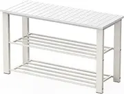 SimpleHouseware Wooden Top Shoe Bench Organizer for Entryway Storage, White