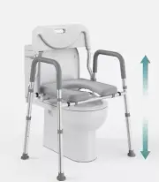 Raised Toilet Seat with Handles 400Lb - Adjustable 3 in 1 Commode Chair for Toil