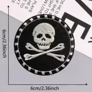 1pcs Punk Skull Embroidery Patches - Black with White Crossbones Design,...
