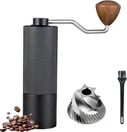 Myrthra Manual Coffee Grinder, Stainless Steel Conical Burr Grinder, Hand Coffee Grinder with Adjustable Grind Setting, Double Bearing, Portable for Espresso, Travel and Camping, Black