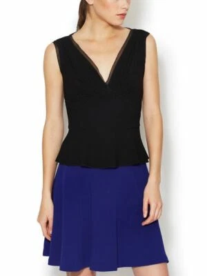 Elie Tahari Midnight Dream Sleeveless 'Lumen' Crepe Peplum Blouse NWT Sz.S $248