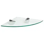 1x Floating Glass Bathroom Corner Shelf 30cm Clear/Chrome Shower Storage Rack