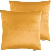 Set of 2 Luxton Velvet Square Cushion Covers Orange, Solid Plain Orange Decorative Throw Pillow Covers for Bedroom Lounge Sofa (45x45cm, Orange)
