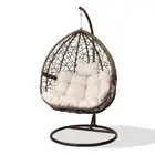 Outdoor Egg Swing Chair Wicker Rattan Furniture Pod Stand Cushion Latte Gardeon