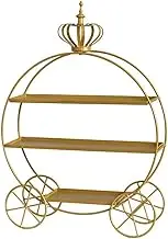 3-Tiers Gold Cake Stand with Durable Material, Metal Princess Carriage Cupcake Rack,Cinderella Carriage Wedding Cake Stand, Suitable for Wedding Party Birthday Baby Shower Anniversary Decorations (35*10*50 CM) ﻿