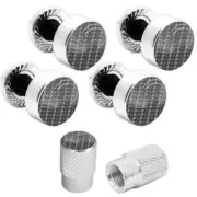 Motorcycle Polished Aluminum License Frame Tag Bolts + Valve Caps - Carbon Fiber