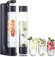 Sparkling Water Machine Soda Maker Beverage Drink Dispenser for Home, Soda Streaming Maker with 2 BPA Free Bottles(1L), Seltzer Fizzy Water Maker Compatible with Screw-in 60L CO2 (NOT Included), Black