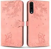 [Vaitasy] Mobile Phone Case for Samsung Galaxy A70/A70s, Premium PU Leather Cover for Samsung A70 Case, Magnetic Closure Stand Protective Case Galaxy A70s - Pink Cat