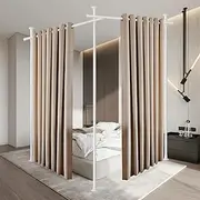 Room Divider Curtain Rod, No Drilling Curtain Rod for Room Separation, 60-150in(H) 48-144in(W) Adjustable Floor to Ceiling Tension Rod Curtain Room Divider Stand White