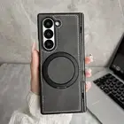 For Samsung Galaxy Z Fold 6/5/4/3 Magnetic Leather Hinge Protection Stand Case