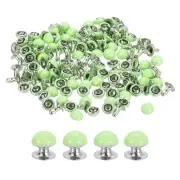 100Set Leather Rivets Studs, 5mm/0.2" Purse Handbag Feet, Light Green
