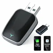 Wireless CarPlay & Android Auto Adapter 2 in 1 Plug Play Convert Wired to Wireless Adapter Apple CarPlay Android Auto Bluethooth Stable Low Latency