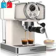 Retro Espresso Machine 1.8L | 20 Bar Coffee Maker w/ Milk Frother & Steamer Wand