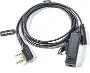 Universal Ham Radio Earpiece Adapter Cable, 2 Pin K-1 Type to 3.5mm Female Headset with Built-in Mic and PTT Compatible with BaoFeng Retevis Kenwood Retevis Quangsheng Walkie-Talkie