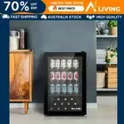 70L Bar Fridge Glass Door Light Black Mini Fridge Beverage Cooler Compact 0L-BK