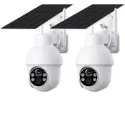 2x 2K 3MP Security Camera 360° PTZ Wireless WiFi Battery Audio With Solar Panel