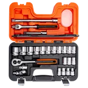 Bahco 1/2" Square Drive Socket Set With Metric Hex Profile And Ratchet