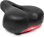 Bike Seat - Comfortable Bicycle Saddle with Dual Spring Design for Crusier Commuter Daily Biking with Tailight(Black)